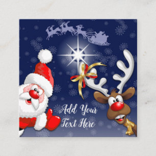 Cartão De Visita Quadrado Feliz Natal Papais noeis e Reindeer