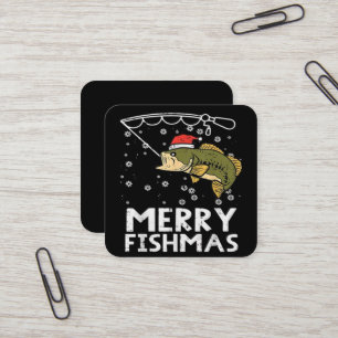 Cartão De Visita Quadrado Feliz Peixesnatal Peixes Pescaria Natal