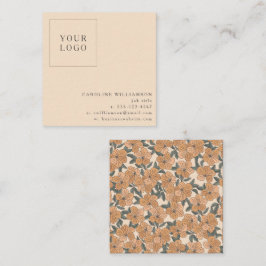 Cartão De Visita Quadrado Feminina do Logotipo Floral Simples Moderno Boho
