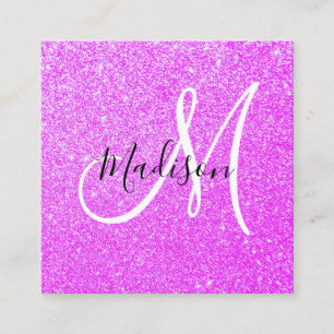 Cartão De Visita Quadrado Feminino & Glam Lilás Roxo Brilho Brilhe Monograma