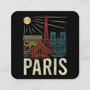 Cartão De Visita Quadrado Férias em Paris, Férias na França, Torre Eiffel, A