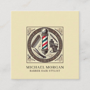 Cartão De Visita Quadrado Ferramentas de Barber do Stylist de Cabelo Moderno
