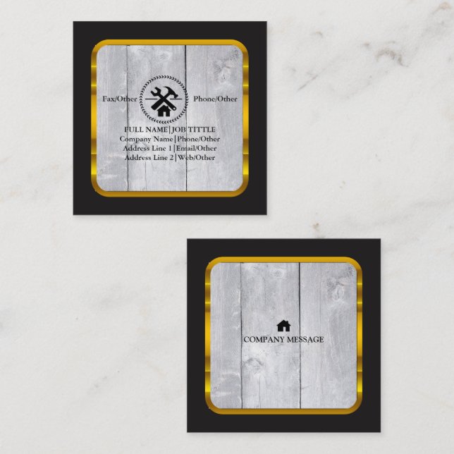 Cartão De Visita Quadrado Ferramentas de Carpenter do Construtor Profissiona (Frente/Verso)