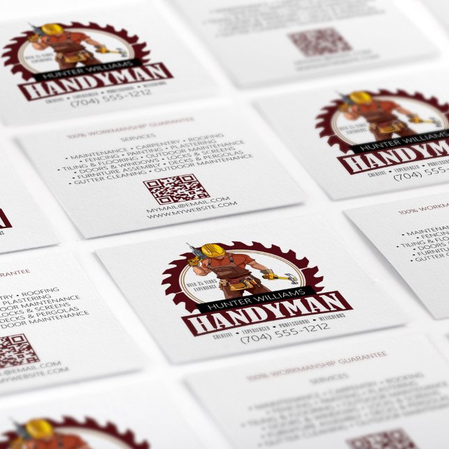 Cartão De Visita Quadrado Ferramentas Russas de Manutenção do Manual Moderno (Criador carregado)