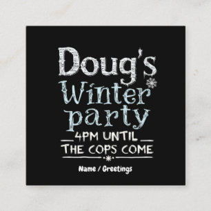 Cartão De Visita Quadrado Festa de Inverno de Doug, 15 de Fevereiro, 16h Div