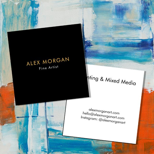 Cartão De Visita Quadrado Fine Artist Business Card – Elegant Gallery Style  (Criador carregado)