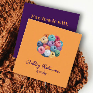 Cartão De Visita Quadrado Fios corvos corvos feitos à mão com amor amarelo