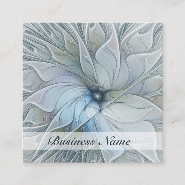 Cartão De Visita Quadrado Flor de Arte Fractal, Abstrato, Bela Moderna Elega (Frente)