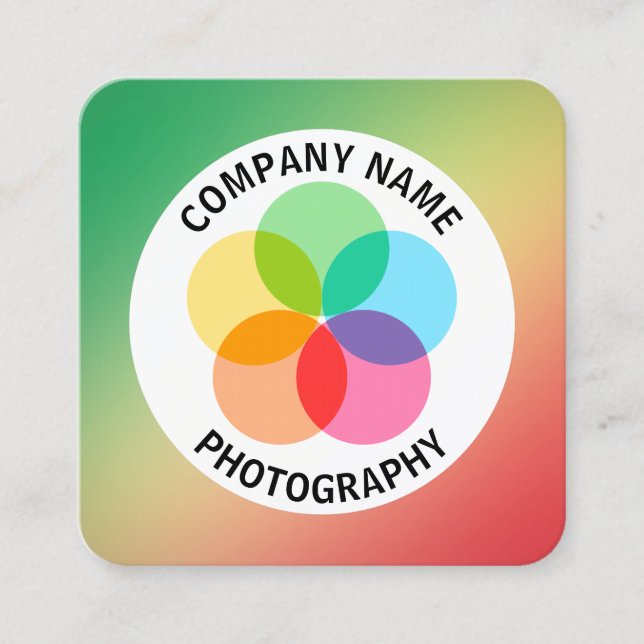 Cartão De Visita Quadrado Flor de Filtro - Gradiente Grn, Yellw, Vermelho (Frente)