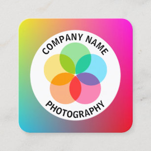 Cartão De Visita Quadrado Flor de Filtro - Gradiente Y,M,B,R,