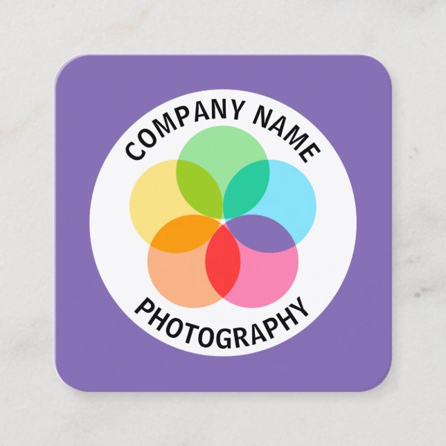Cartão De Visita Quadrado Flor de Filtro - Roxo #7F66B2 (Frente)