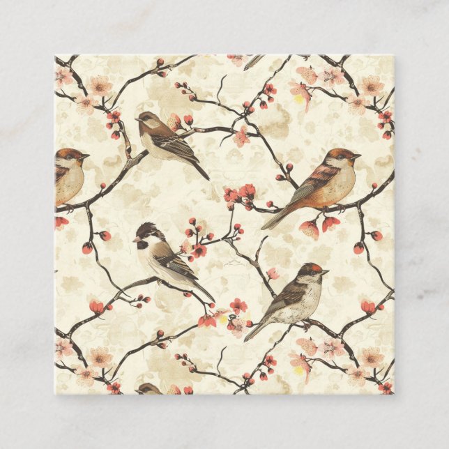 Cartão De Visita Quadrado Flor e Música (Frente)