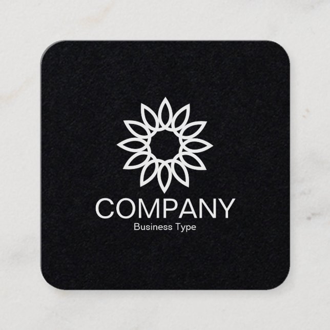 Cartão De Visita Quadrado Flor Geométrico 01 - Preto (Frente)