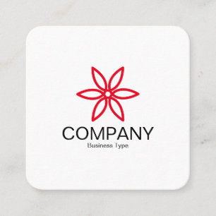 Cartão De Visita Quadrado Flor Geométrico 02 - Branco