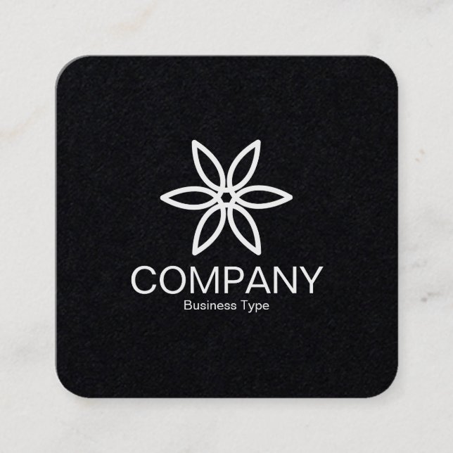 Cartão De Visita Quadrado Flor Geométrico 02 - Preto (Frente)