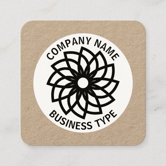 Cartão De Visita Quadrado Flor Geométrico 03 - kraft (Frente)