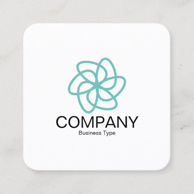 Cartão De Visita Quadrado Flor Geométrico 04 - Branco (Frente)