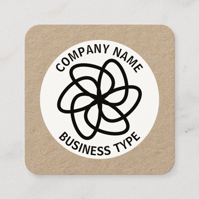 Cartão De Visita Quadrado Flor Geométrico 04 - kraft (Frente)