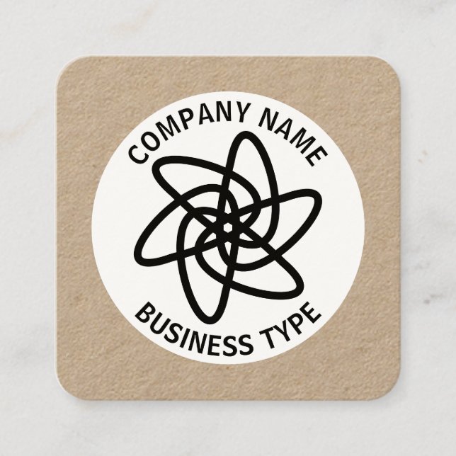 Cartão De Visita Quadrado Flor Geométrico 05 - kraft (Frente)