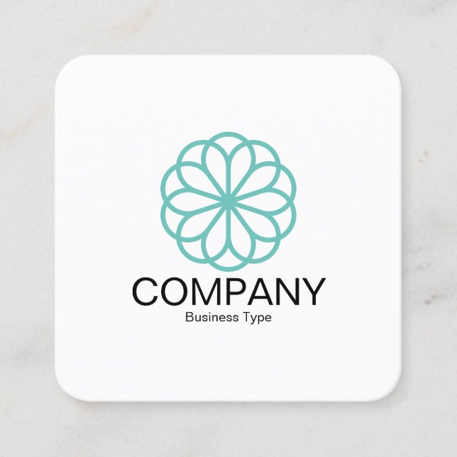 Cartão De Visita Quadrado Flor Geométrico 06 - Branco (Frente)