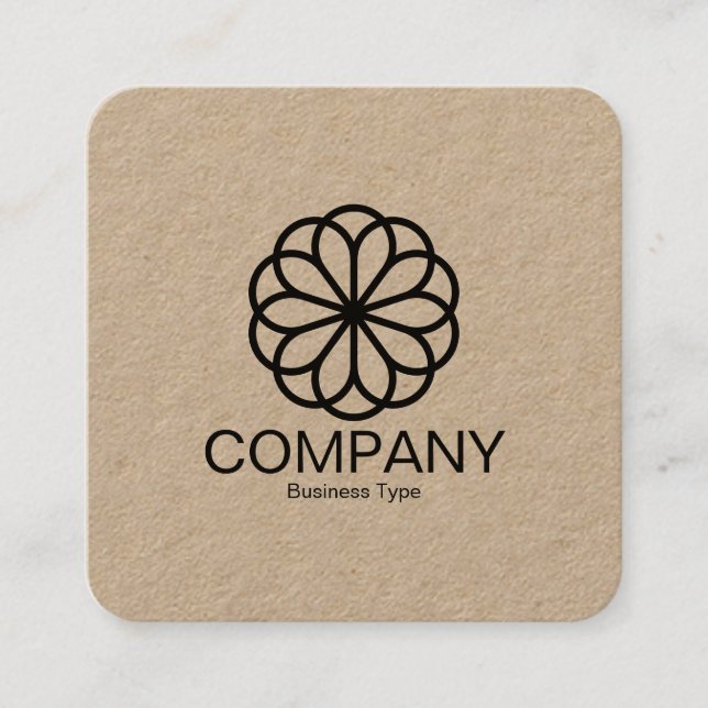 Cartão De Visita Quadrado Flor Geométrico 06 - Kraft (Frente)