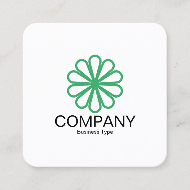 Cartão De Visita Quadrado Flor Geométrico 07 - Branco (Frente)