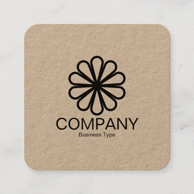 Cartão De Visita Quadrado Flor Geométrico 07 - Kraft (Frente)