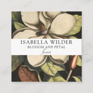 Cartão De Visita Quadrado Floral Florist Elegante