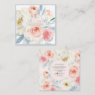 Cartão De Visita Quadrado Flores Aquarela PixDezines, Blush+Burgundy