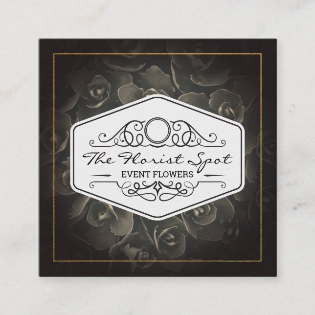 Cartão De Visita Quadrado Flores | Catering | Serviços de eventos (Frente)