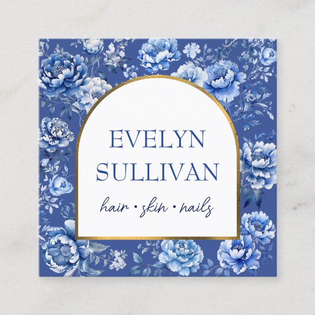 Cartão De Visita Quadrado Flores de chinoiserie elegantes (Frente)