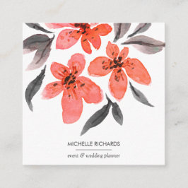 Cartão De Visita Quadrado Flores de Coral | Ícones das mídias sociais profis