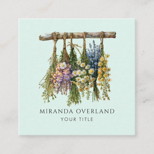 Cartão De Visita Quadrado Flores de Interrupção Únicas (Frente)