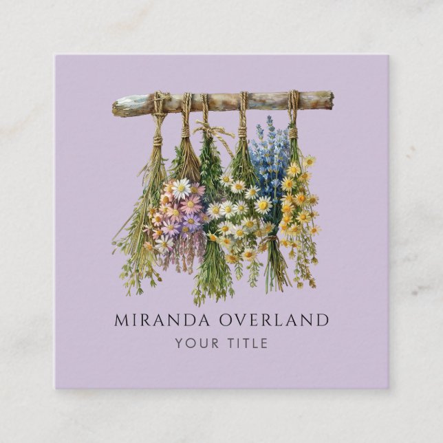 Cartão De Visita Quadrado Flores de Interrupção Únicas (Frente)