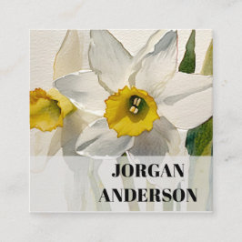 Cartão De Visita Quadrado Flores de Íris em Aquarela Moderna