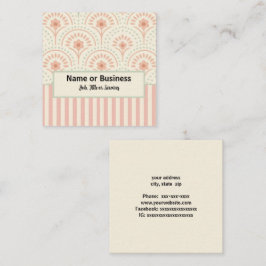 Cartão De Visita Quadrado Flores e listras de boho