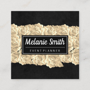 Cartão De Visita Quadrado Flores Elegantes