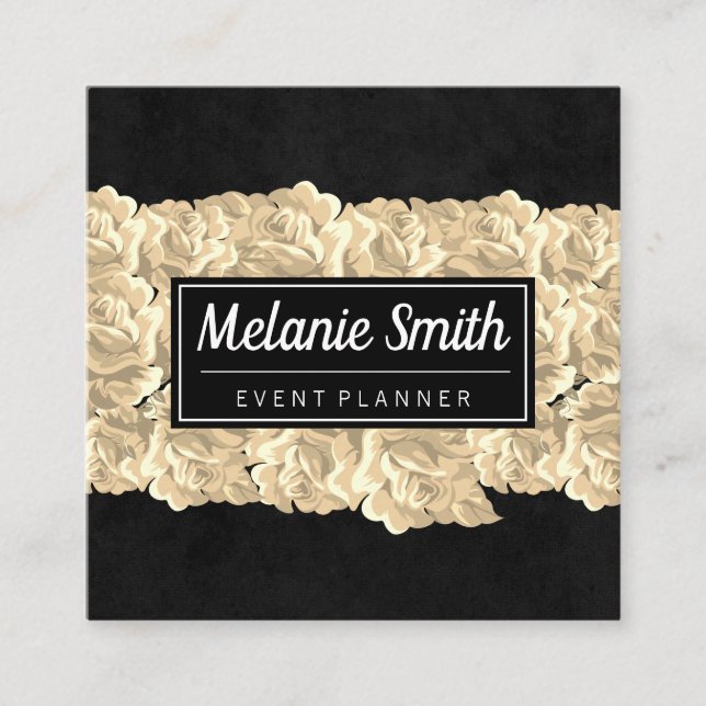 Cartão De Visita Quadrado Flores Elegantes (Frente)