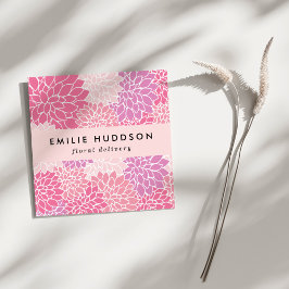 Cartão De Visita Quadrado Flores Rosa Dahlia, Florificação, Compro Flor