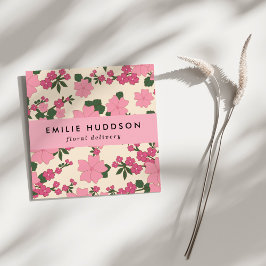 Cartão De Visita Quadrado Flores Rosa, Padrão Floral, Florista, Compro Flor