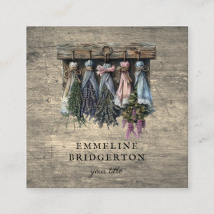 Cartão De Visita Quadrado Flores Secas Rústicas Que Prendam