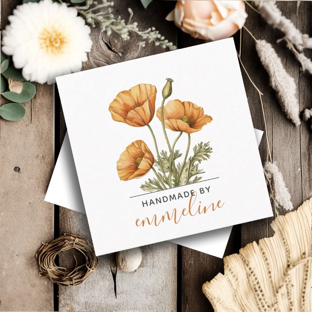 Cartão De Visita Quadrado Flores Whimsical Feitas À Mão Pelo Artesão (Criador carregado)