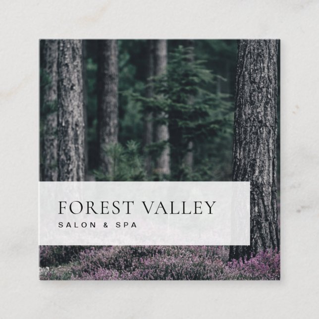 Cartão De Visita Quadrado Floresta de Heather da Imagem Clássica Simples (Frente)