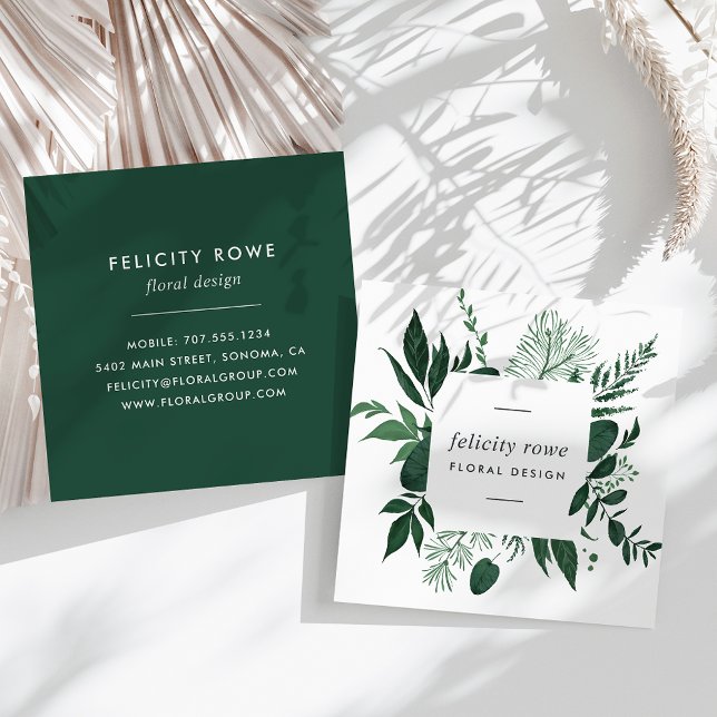 Cartão De Visita Quadrado Floresta Selvagem | Quadro botânico (Criador carregado)