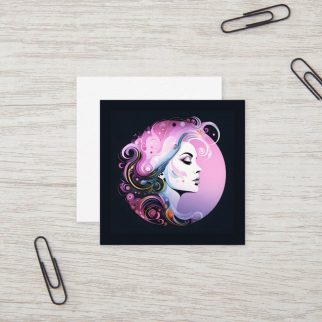 Cartão De Visita Quadrado "Flourish Feminina" Beleza das Mulheres (Frente/Verso In Situ)