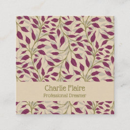 Cartão De Visita Quadrado Fluxo de Folhagem Dançante Delicada