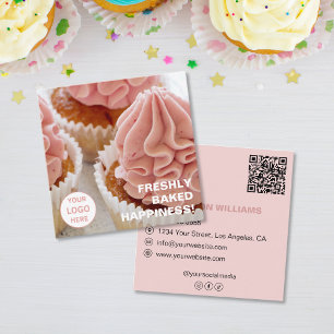Cartão De Visita Quadrado Folha de Fotografia do Logotipo Personalizado QR R