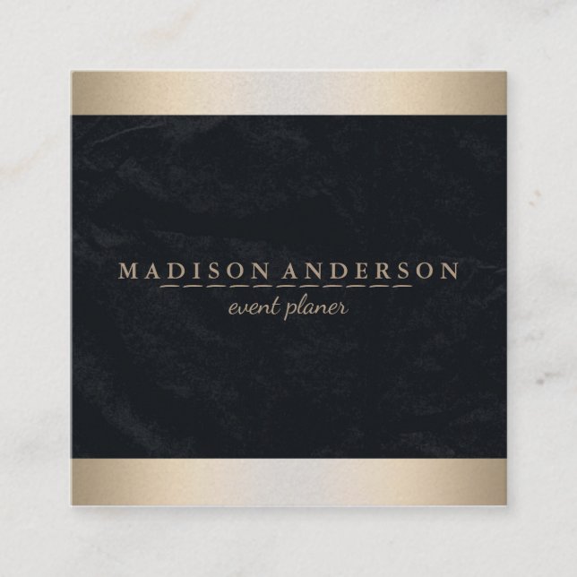 Cartão De Visita Quadrado Folha de Ouro Minúscula Moderna Elegante, Stripada (Frente)