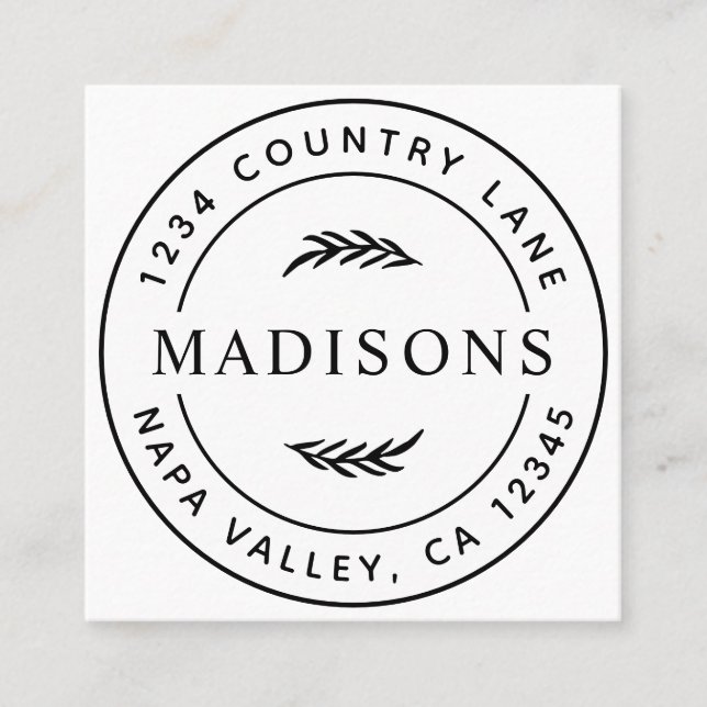 Cartão De Visita Quadrado Folhas Botânicas Modernas  (Frente)