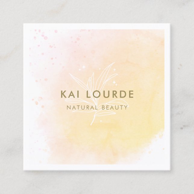 Cartão De Visita Quadrado Folhas de Corante Amarelo Artístico (Frente)